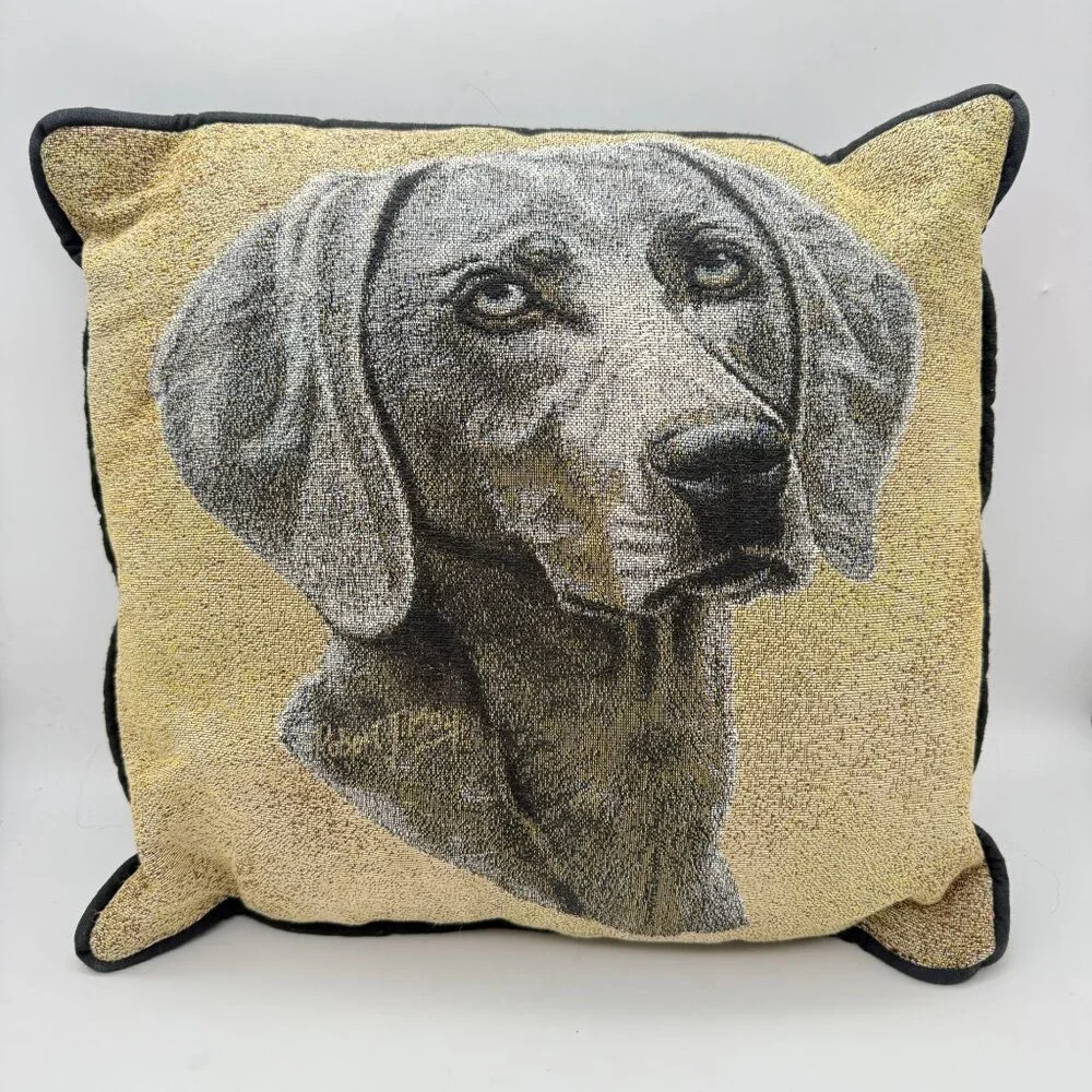 Weimaraner Dog Decorative Square Throw Pillow Tapestry Design 15 Inches